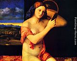 Giovanni Bellini Canvas Paintings - Young Woman at her Toilet